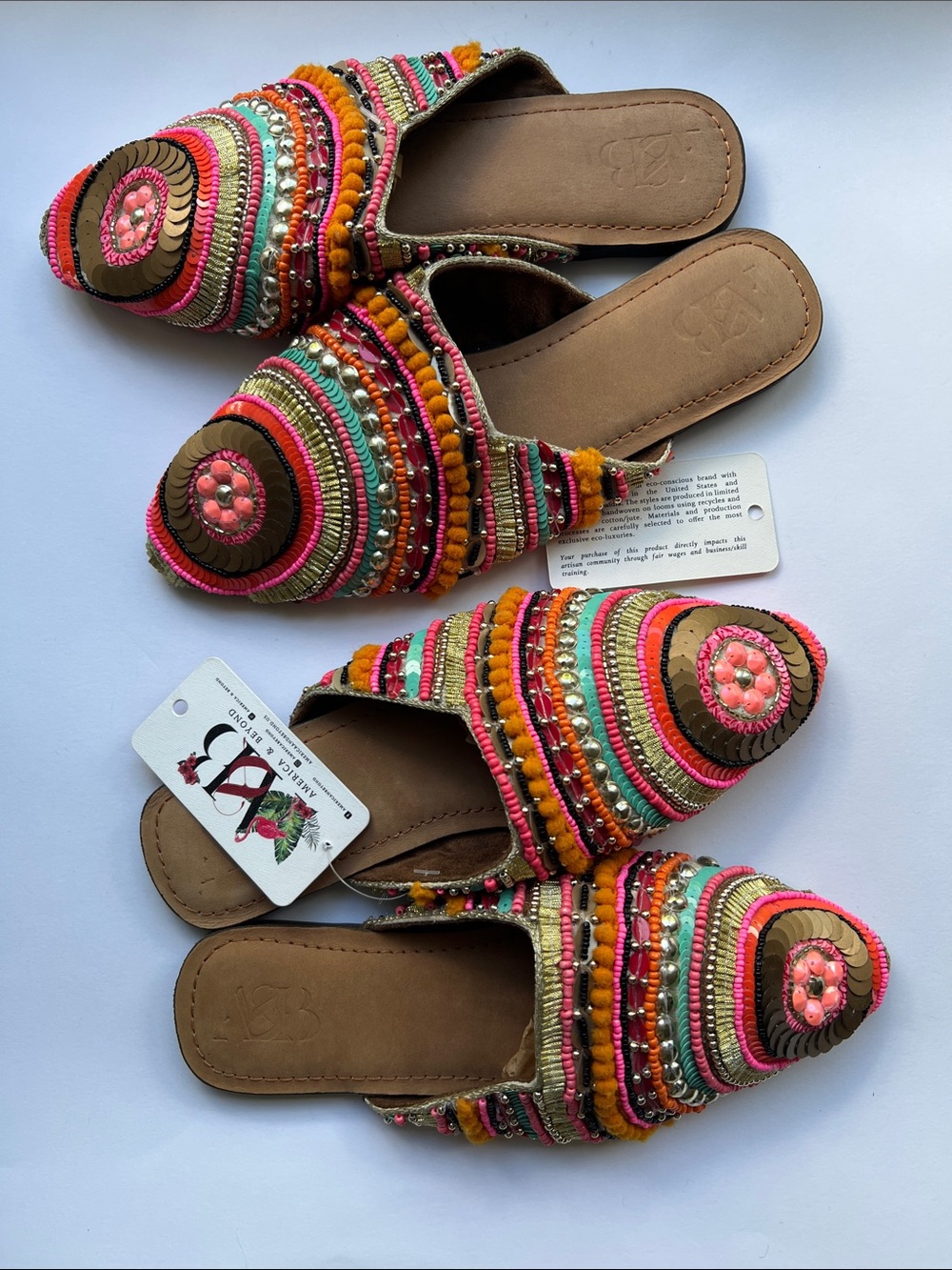 America & Beyond slip ons Hand-Embellished Multicolor Slip-On Flats - Women